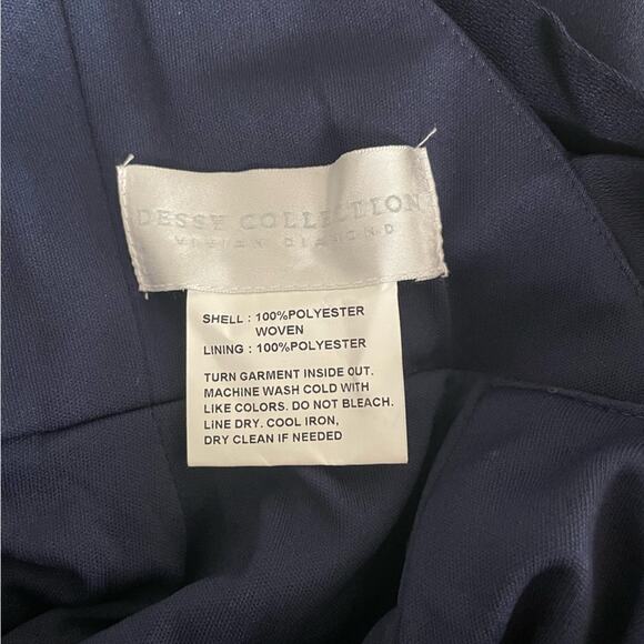 NWT Dessy Collection Vivian Diamond Crepe Halter Trumpet Gown Midnight Navy Sz 2 - Picture 8 of 12